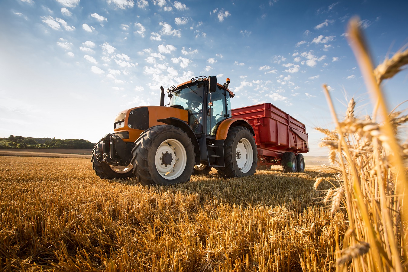 Tractor in arable field
